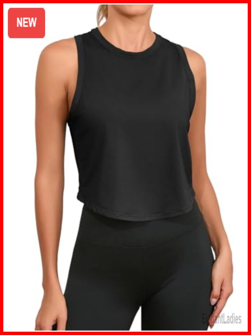 Cropped Racerback Tank Top Crewneck Sleeveless Running Yoga Athletic